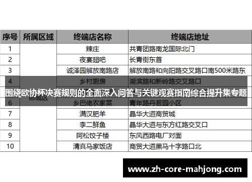 围绕欧协杯决赛规则的全面深入问答与关键观赛指南综合提升集专题 围绕欧协杯决赛规则的全面深入问答与关键观赛指南综合提升集专题